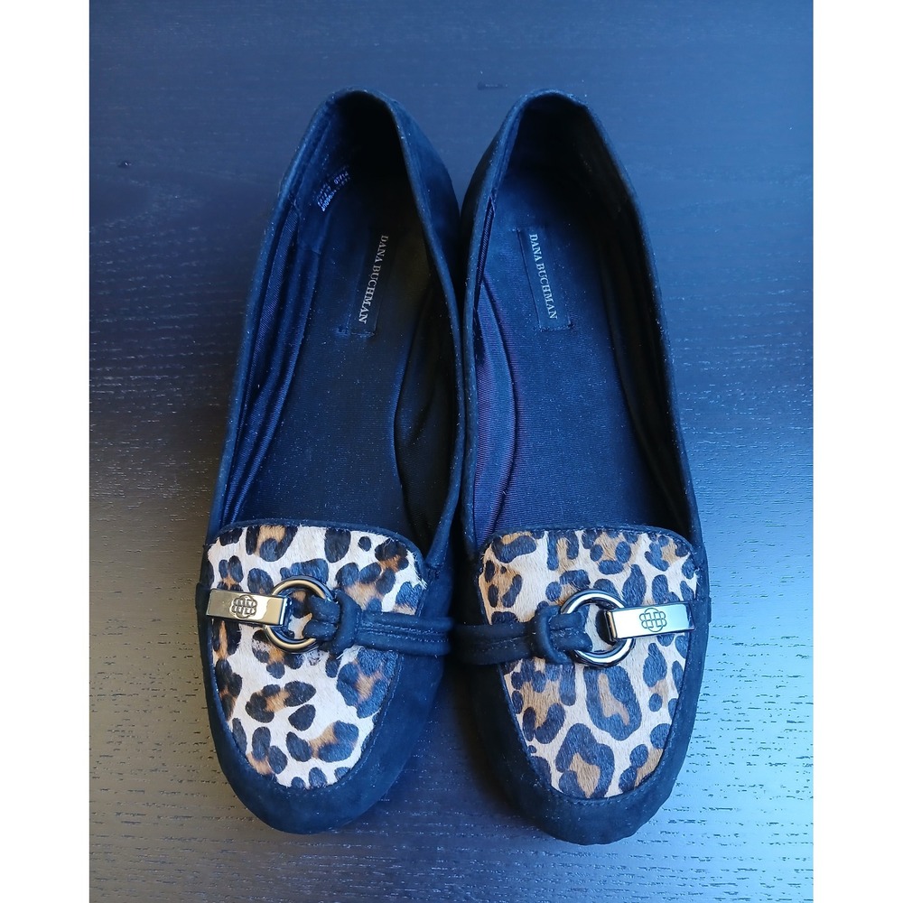 Dana Buchman Womens Black Leopard Calf Hair Bit Loafers Flats Size 10 MED